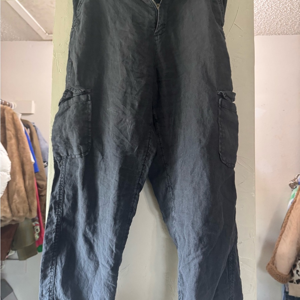 Women’s Black Cargo  linen Pant